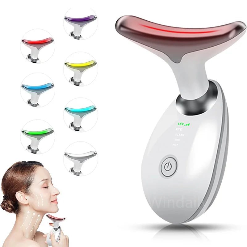 Radiance Lift Device beauty tool for face and neck with interchangeable color heads, warm vibration, and light therapy