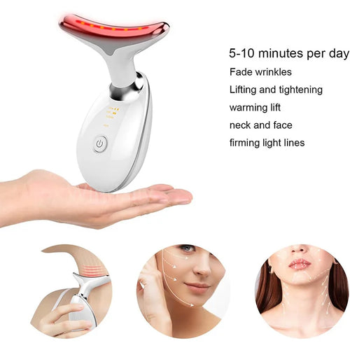 Radiance Lift Device: white handheld face and neck beauty tool with red LED head for lifting and tightening