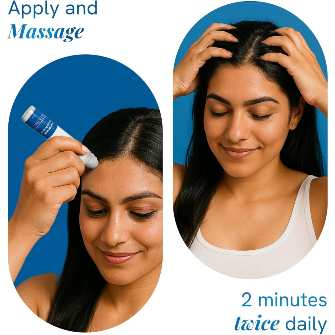 Growth Ritual rosemary-infused scalp serum applied for healthier hair growth and reduced shedding.