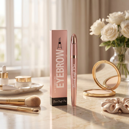 BrowCraft Pro eyebrow pen with packaging displayed on vanity for everyday brow routine