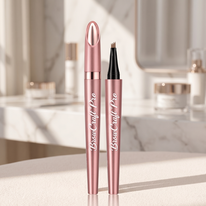 BrowCraft Pro eyebrow pen dual view showing precision tip for natural hair stroke brows
