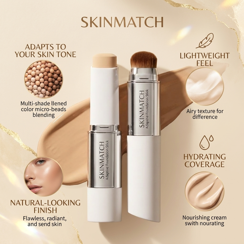 SkinMatch Foundation Stick adapts to skin tone with lightweight hydrating coverage